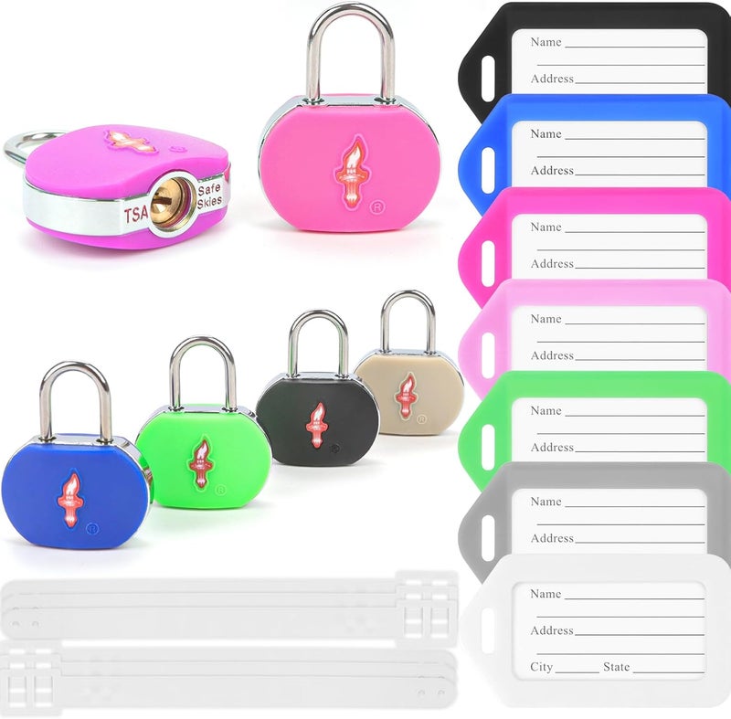 dwoyow قفل للأمتعة معتمد من TSA و 6 علامات، قفل أمتعة مع مفتاح وحلقة كروم حول الجسم، مناسب لحقيبة السفر، الأمتعة، حقيبة الظهر، حقيبة اللابتوب، خزانة 6 عبوات مختلطة الألوان - Image 1